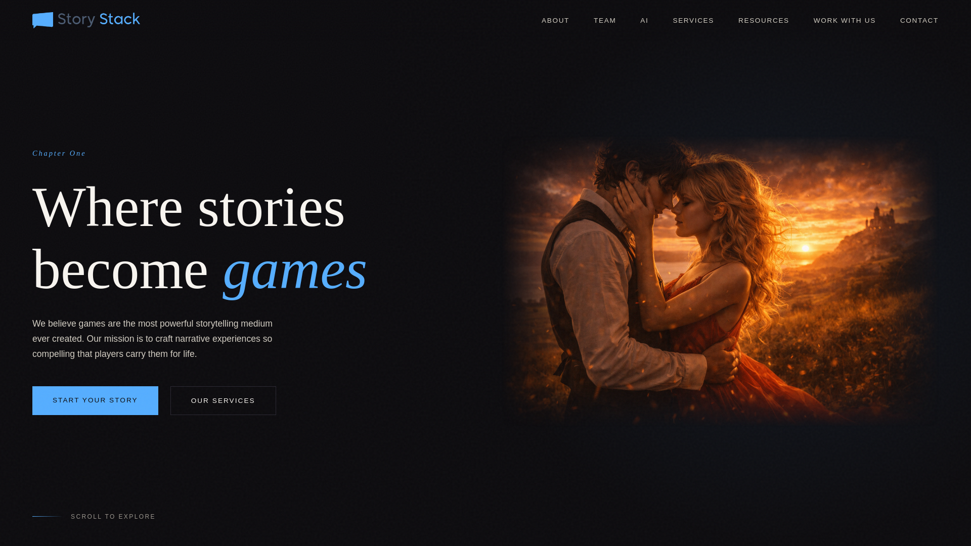 website screenshot of https://storystackgames.com/
