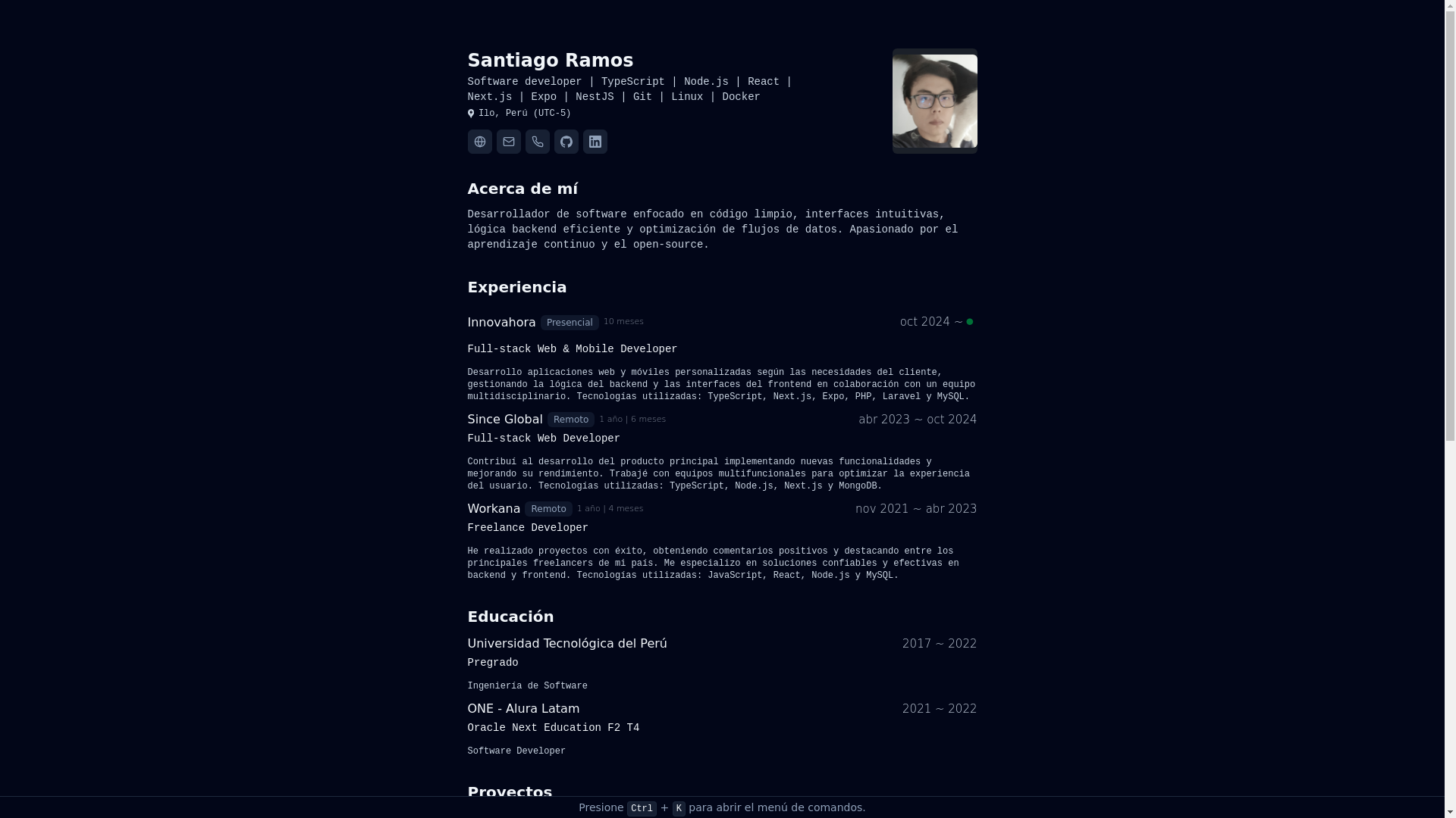 website screenshot of https://santiagodotsh.pages.dev/