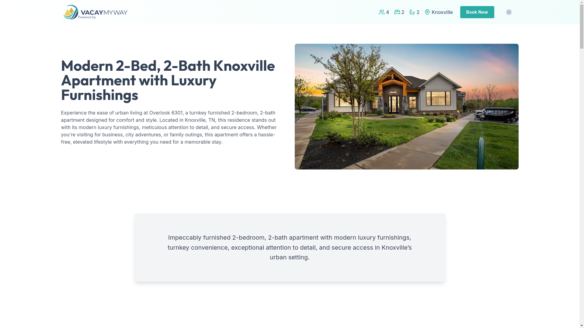 website screenshot of https://vibrantknox.vacations/