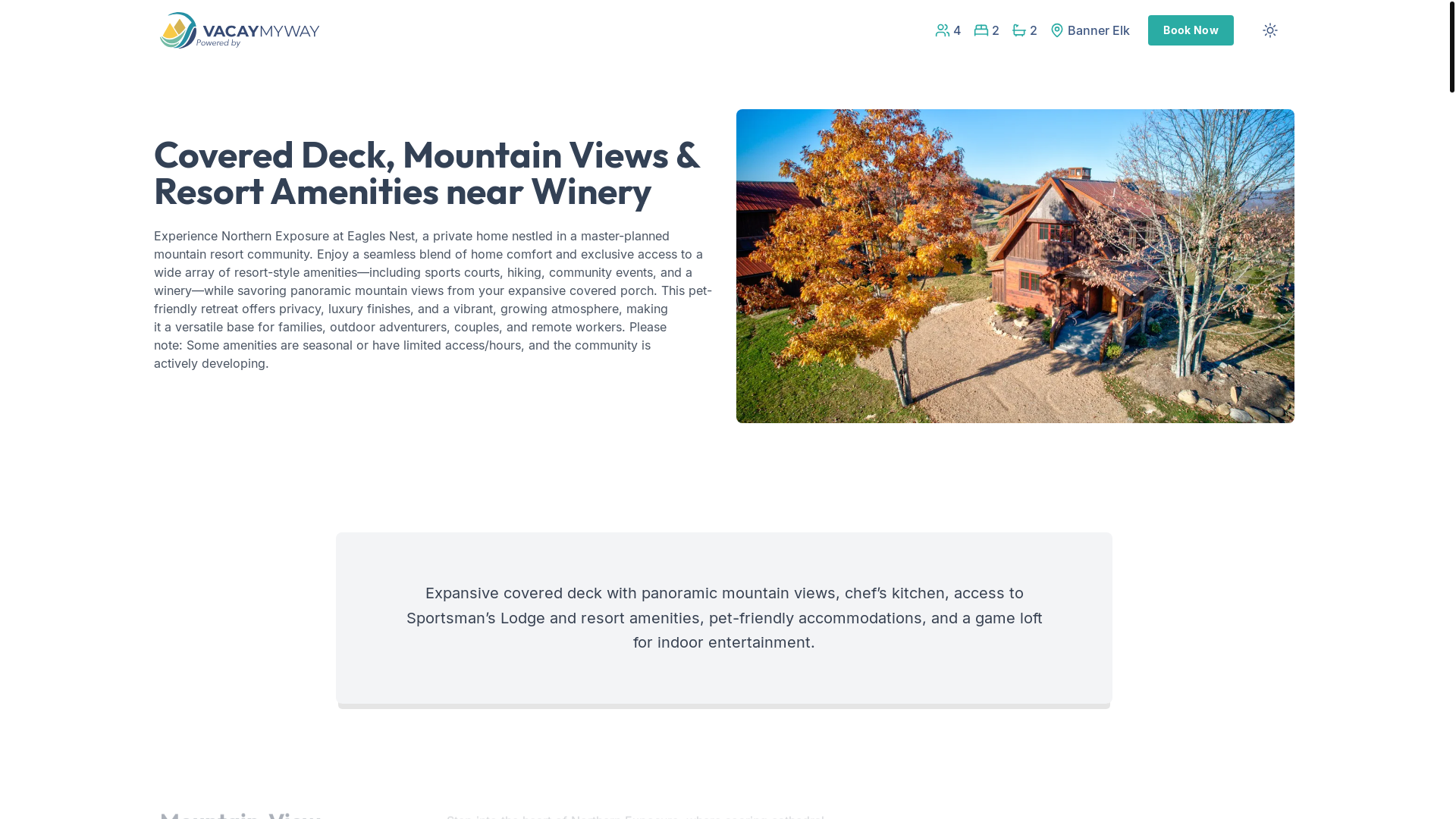 website screenshot of https://summithaven.villas/