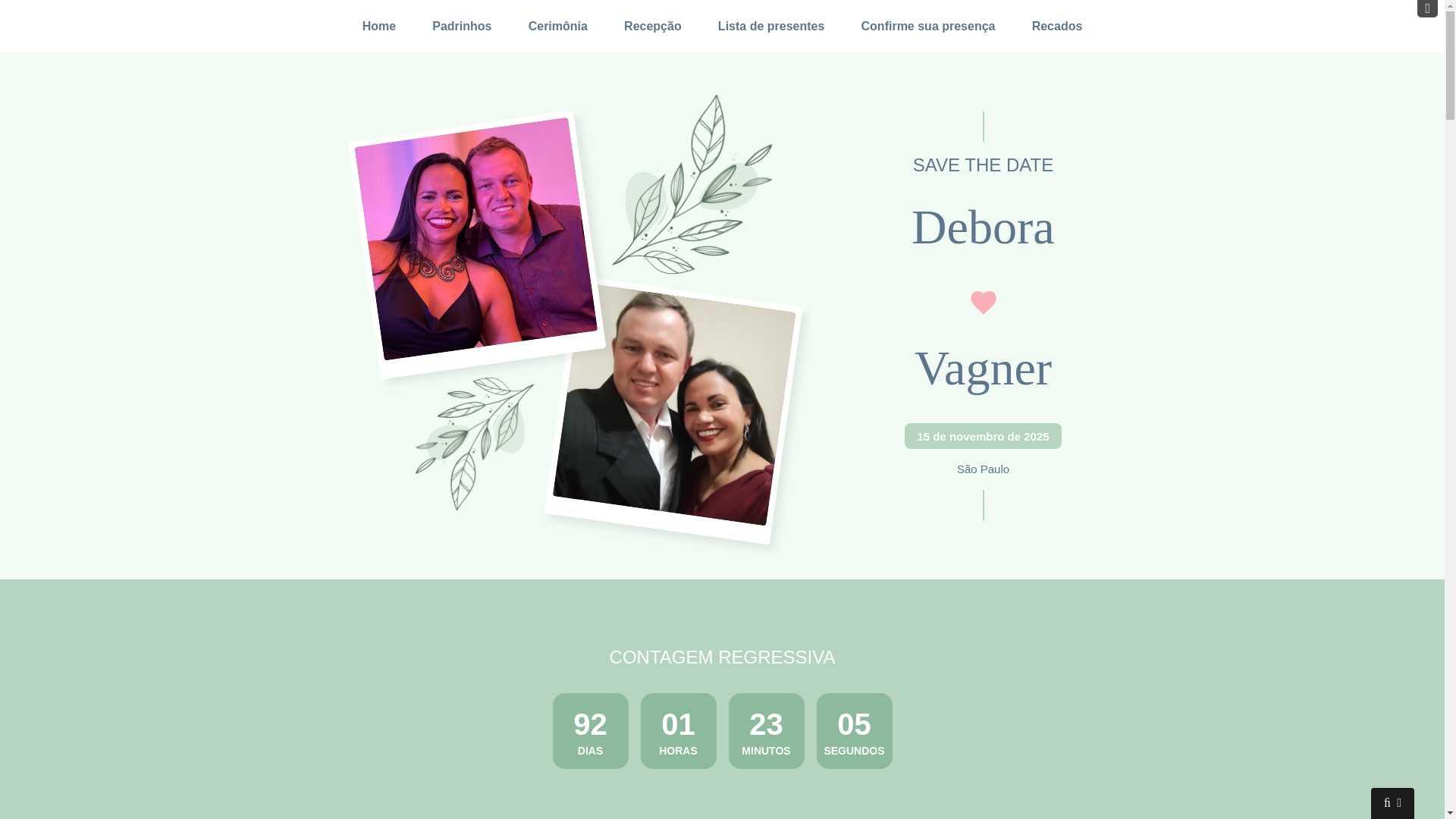 website screenshot of https://debora-e-vagner.com.br/