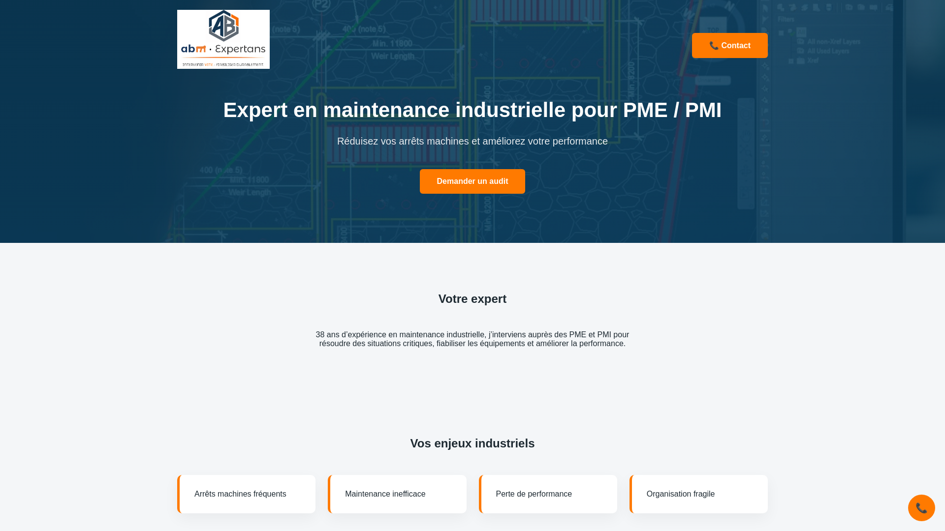 website screenshot of https://abm-expertans.fr