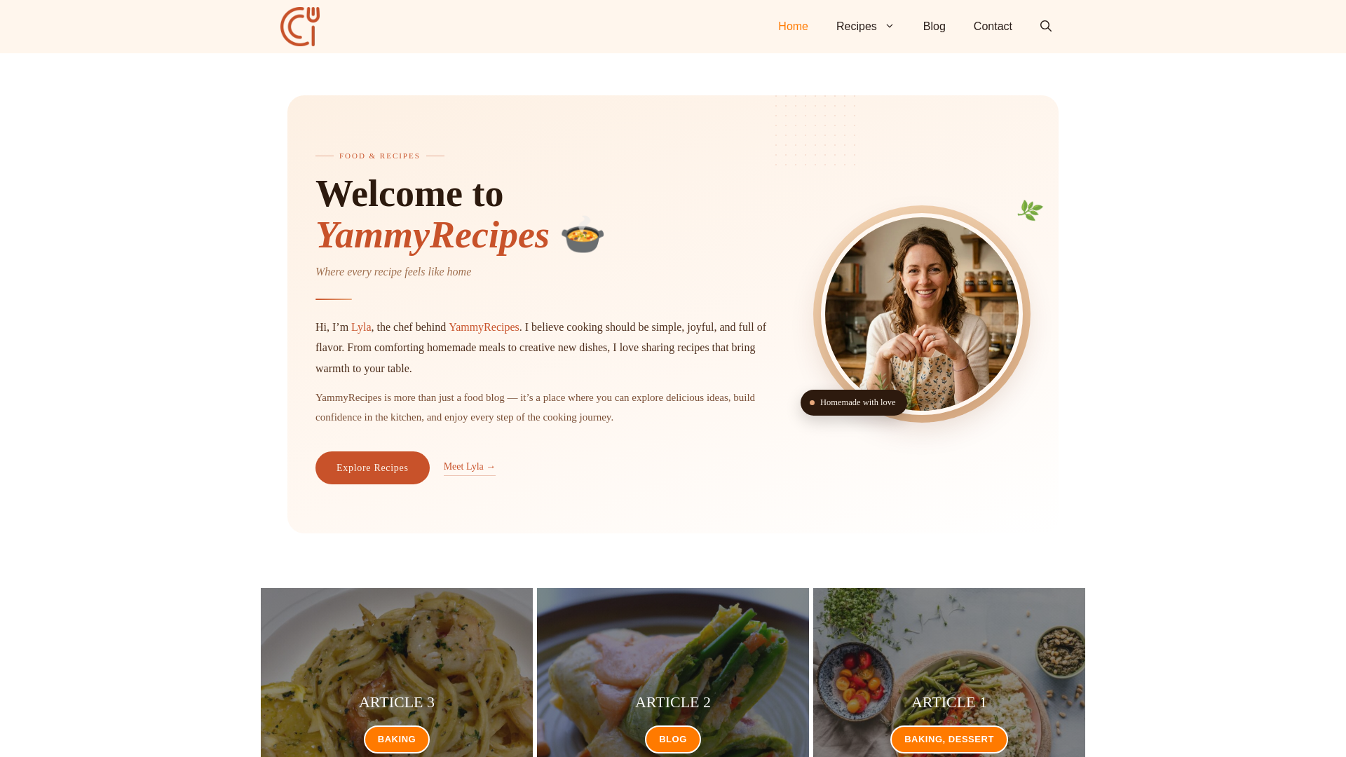 website screenshot of https://yammyrecipes.online
