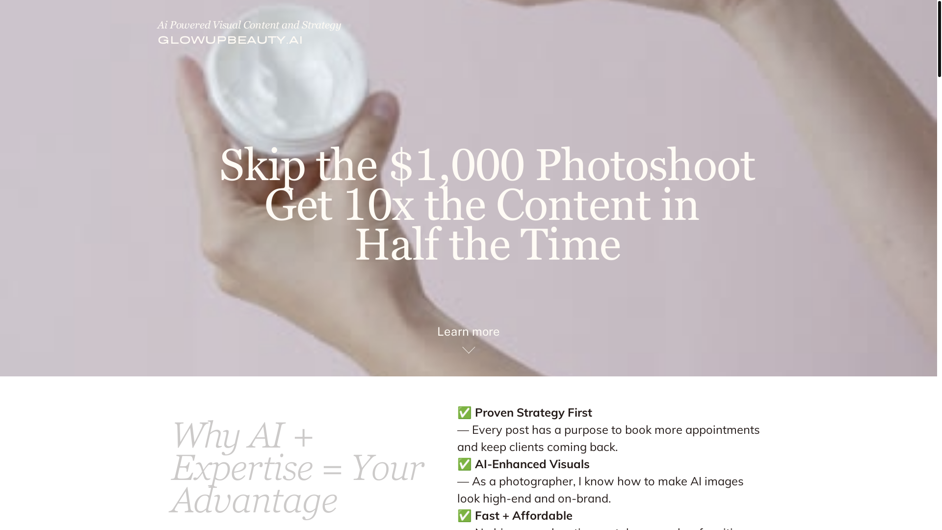 website screenshot of https://glowupbeautyai.com/