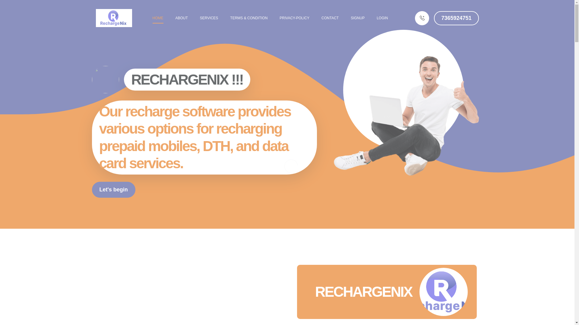 website screenshot of https://rechargenix.co.in/