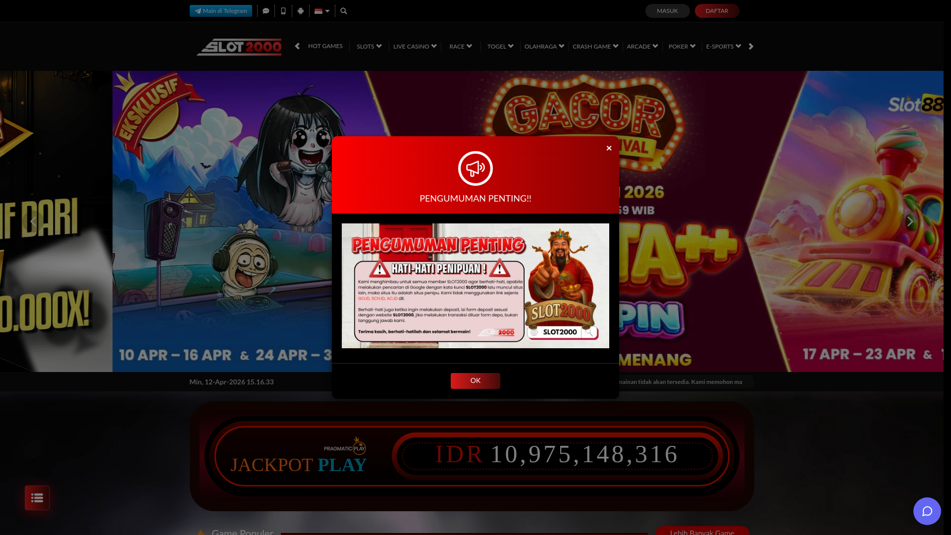 website screenshot of https://slot2000bj.com/