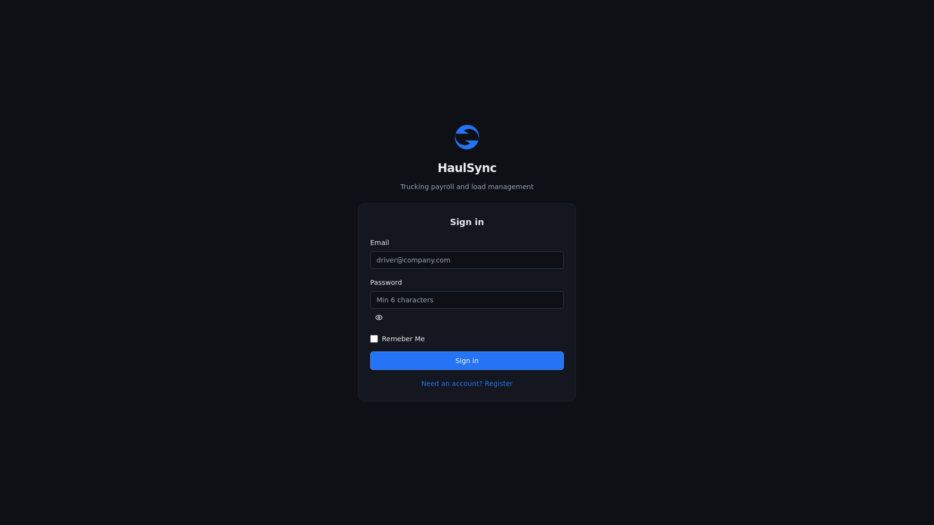 website screenshot of https://haulsync-cf.pages.dev/