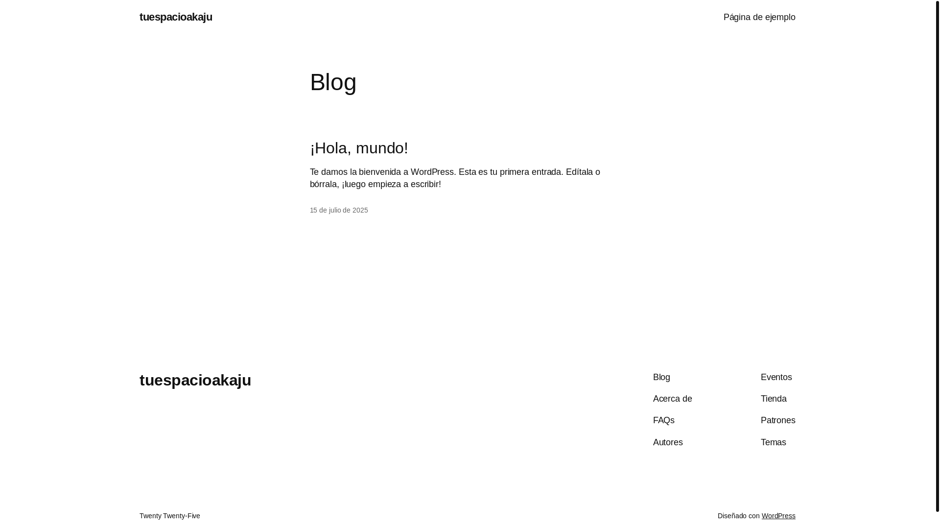 website screenshot of https://tuespacioakaju.es/