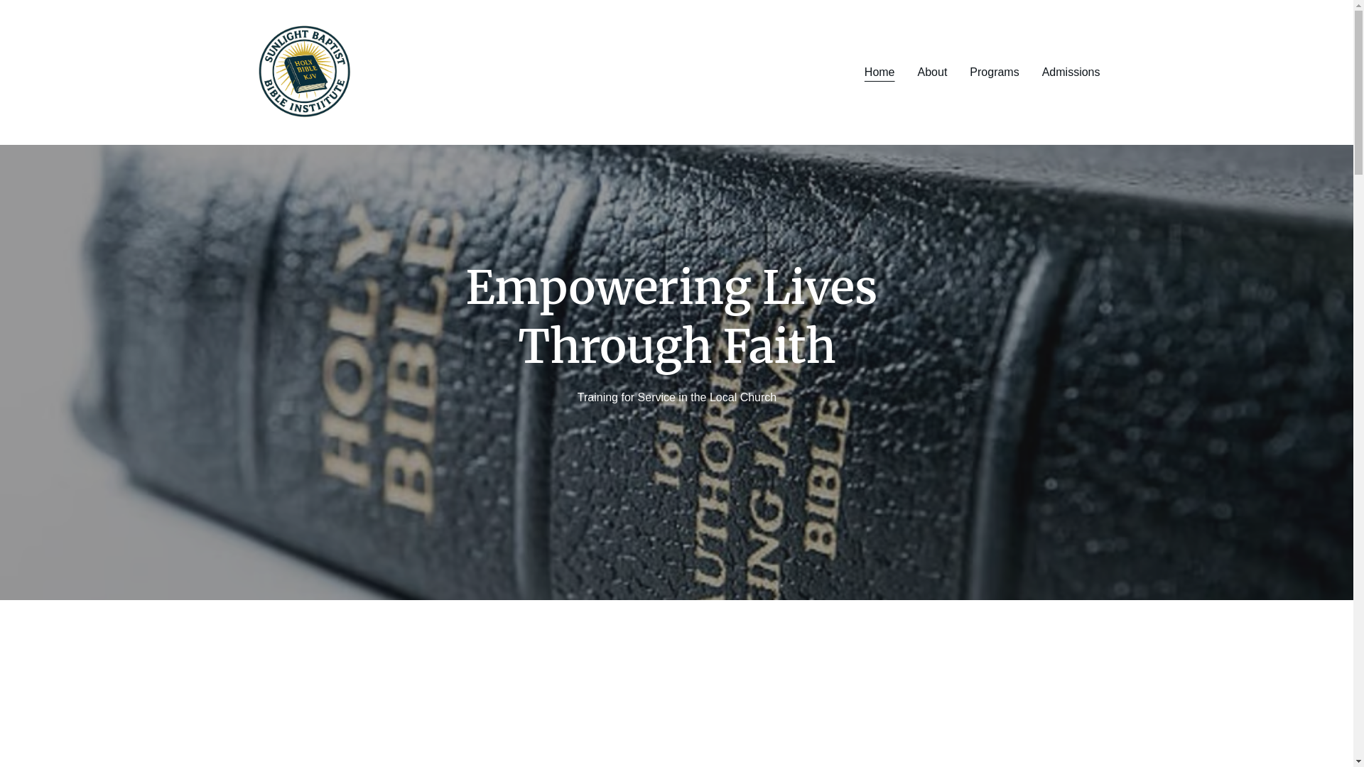 website screenshot of https://sunlightbaptistbibleinstitute.org/