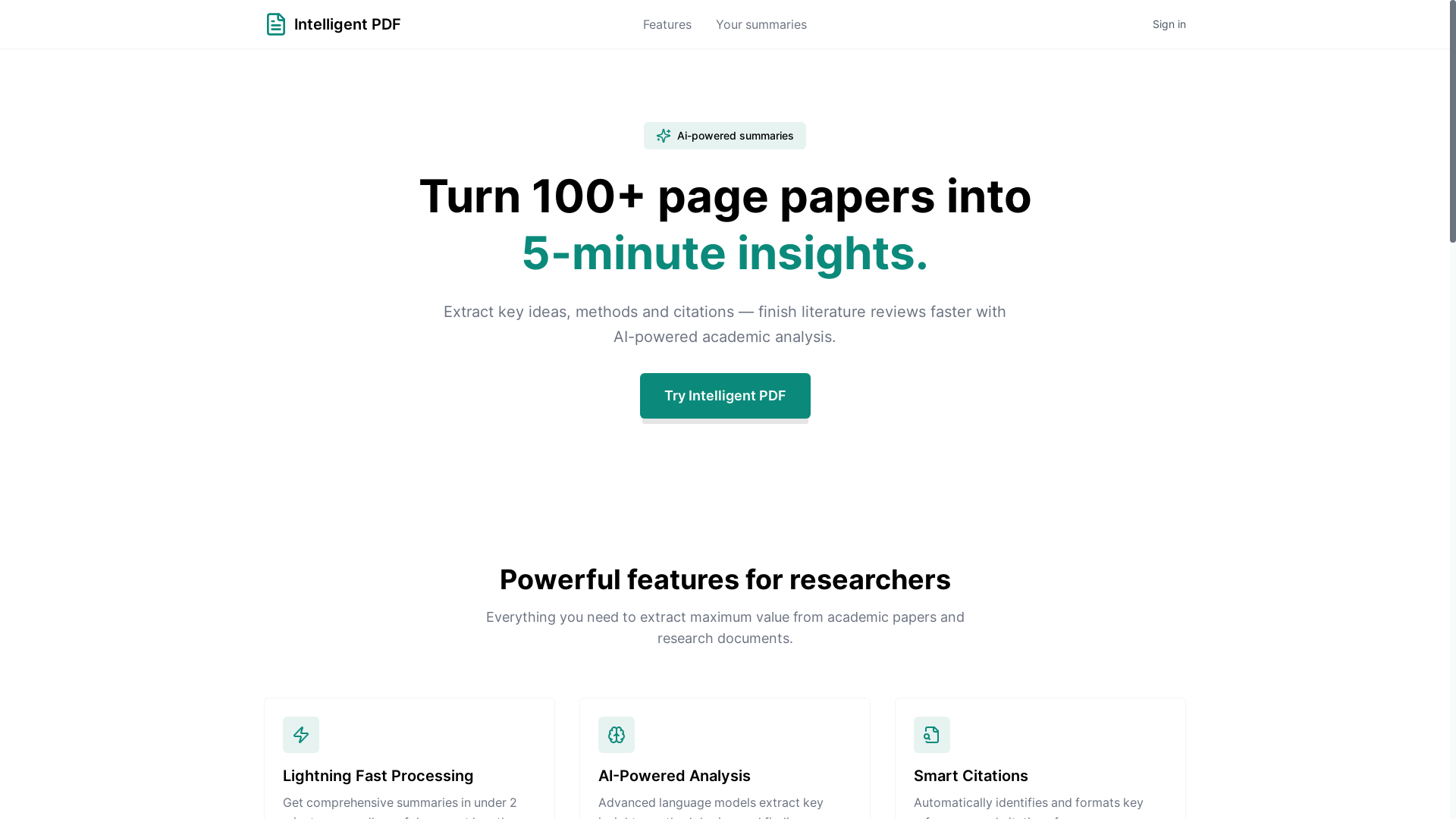 website screenshot of https://intelligentpdf.click/