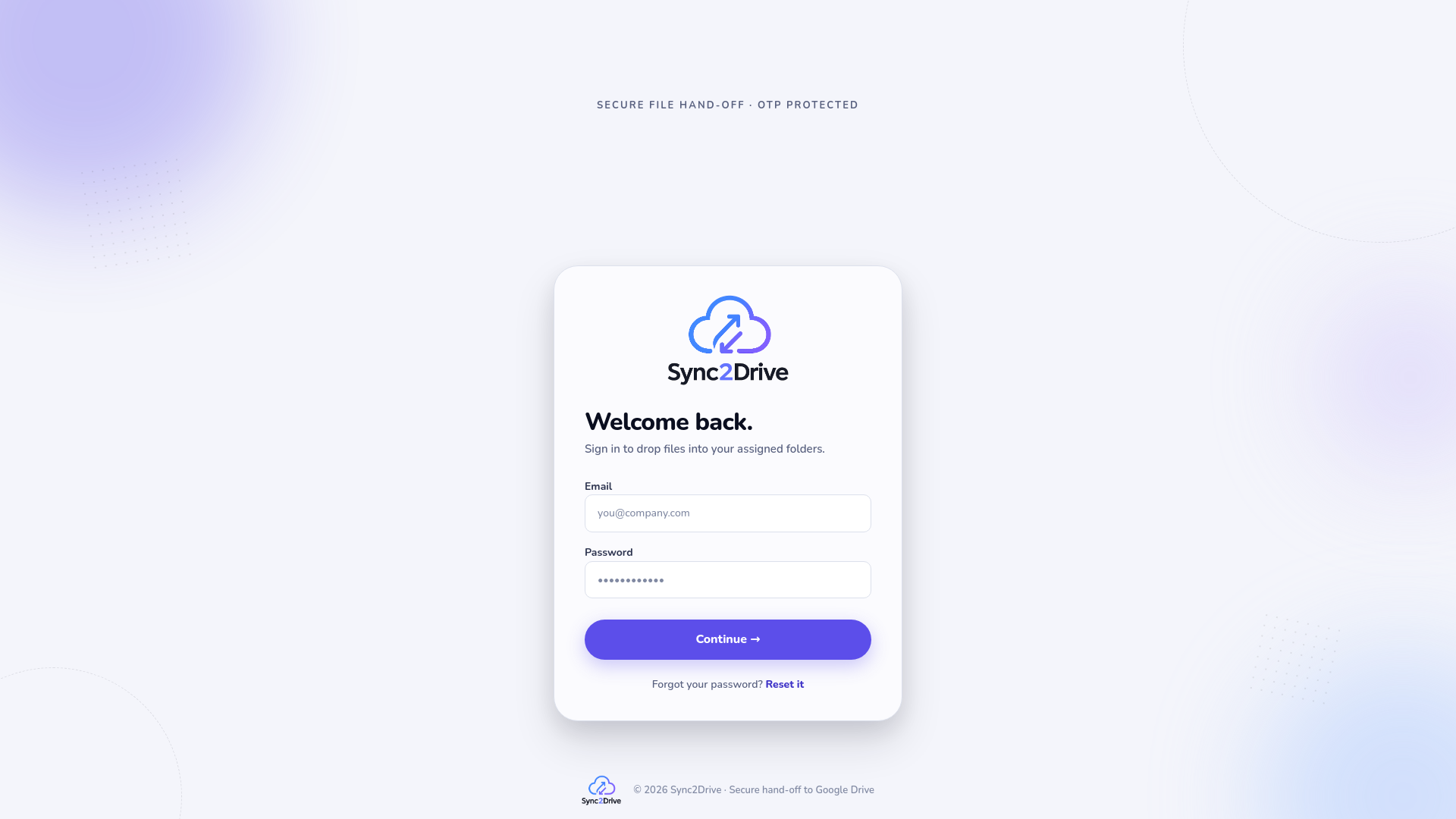website screenshot of https://sync2drive.net/