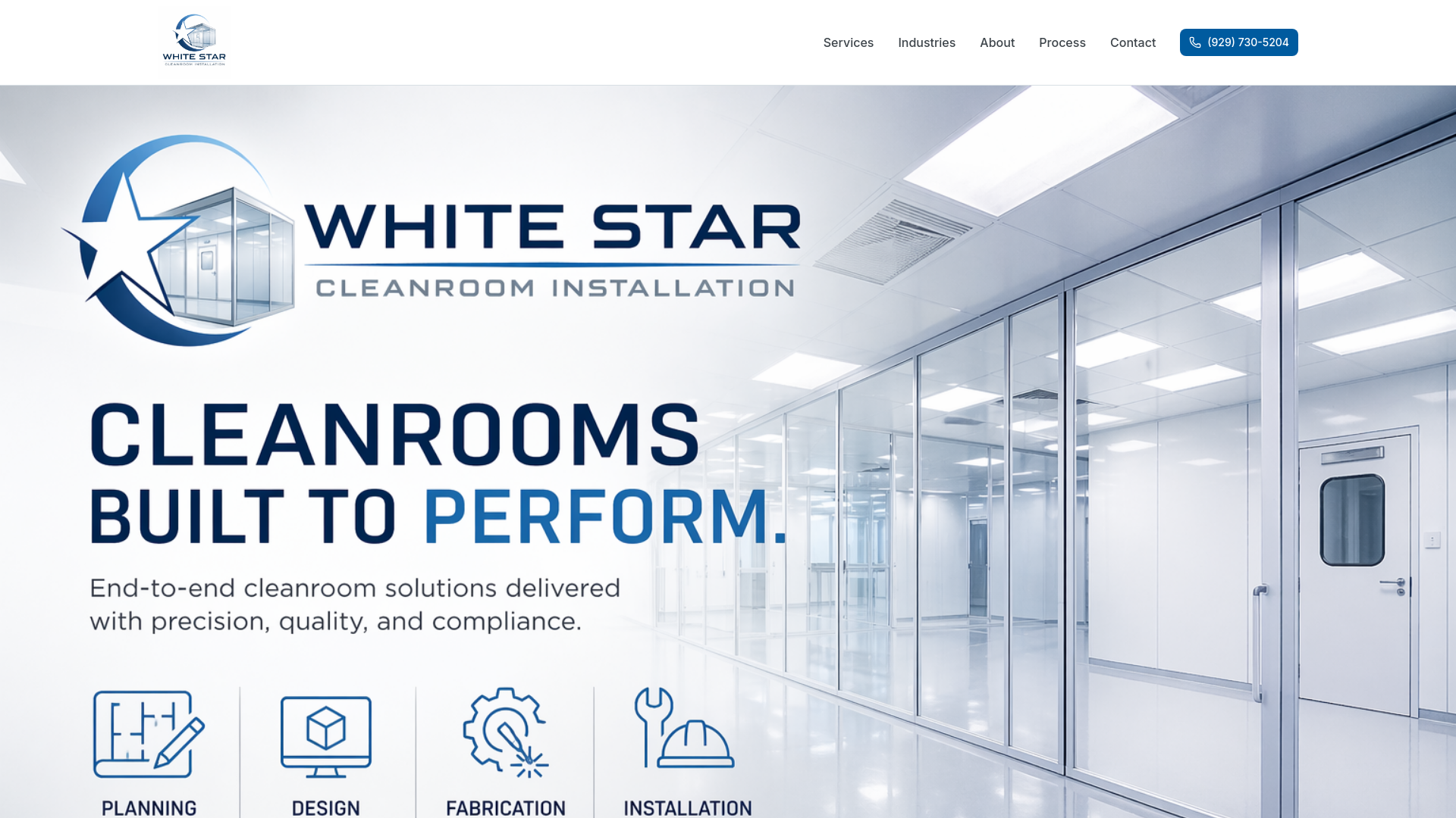 website screenshot of https://whitestarcleanroominstallation.com