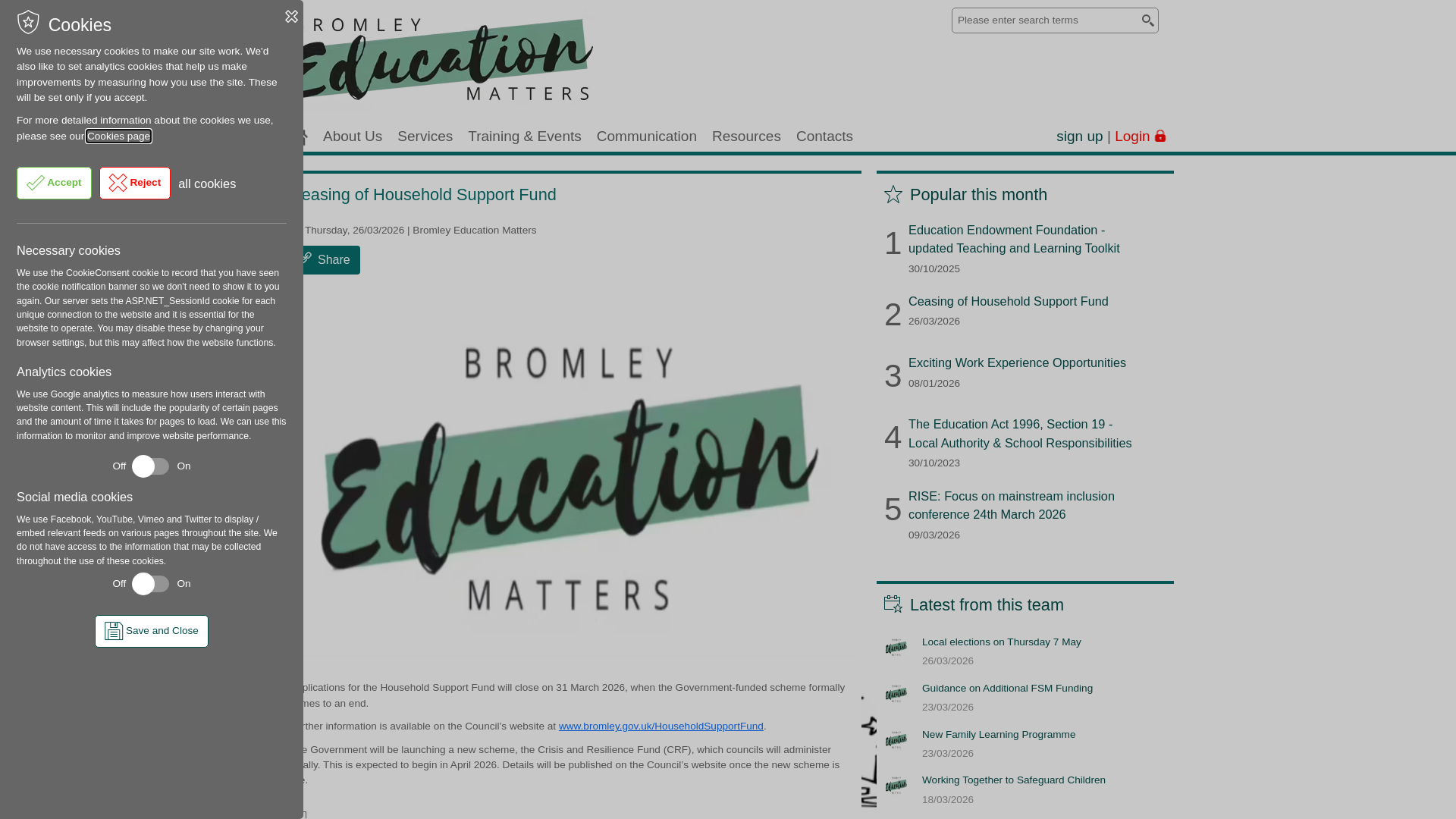 website screenshot of https://bromleyeducationmatters.uk/Article/186125