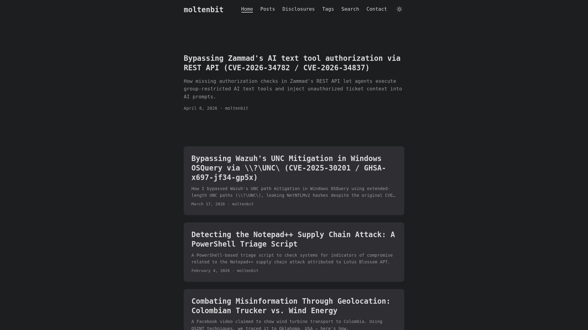 website screenshot of https://moltenbit.net/