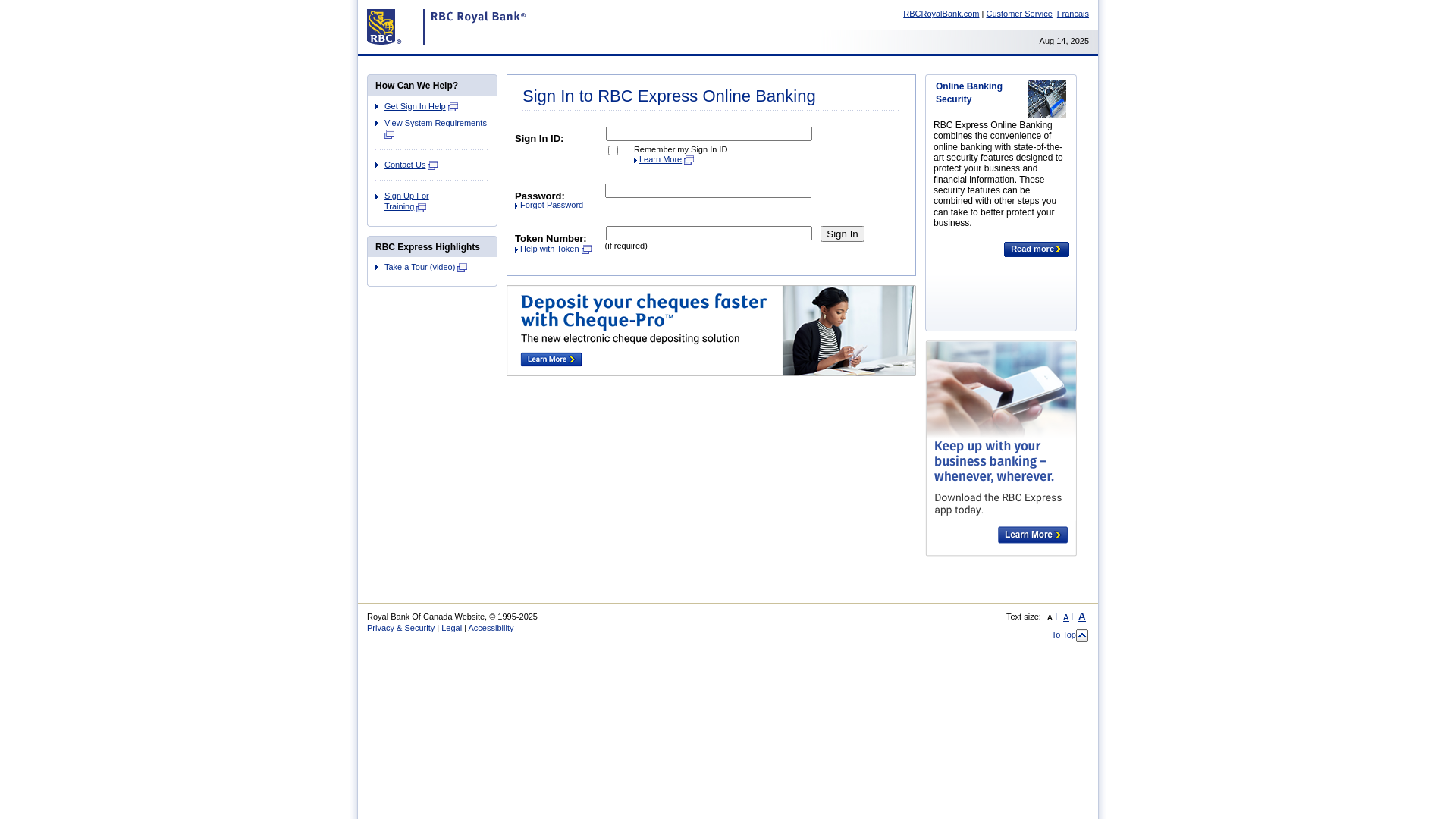 website screenshot of https://www6.rbc.com/