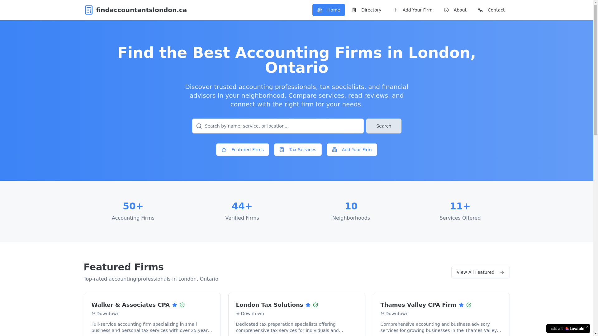 website screenshot of https://findaccountantslondon.ca/