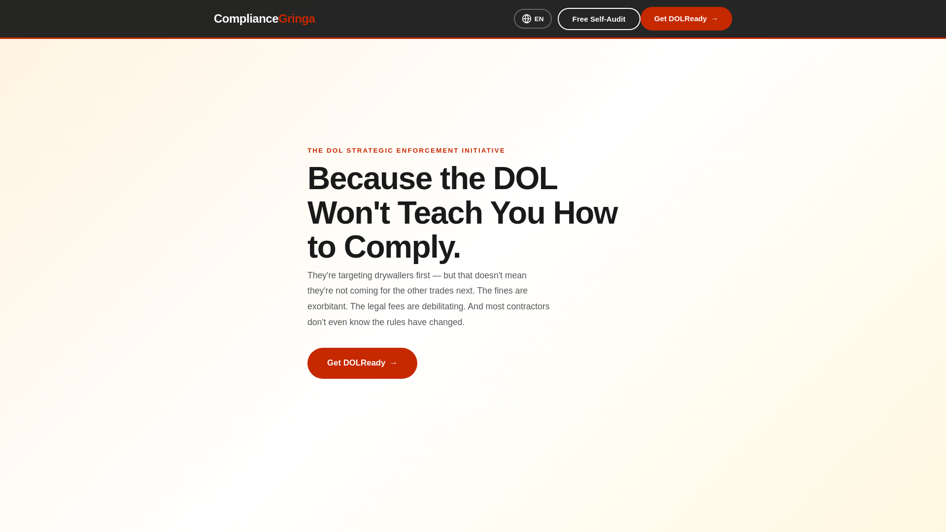 website screenshot of https://compliancegringa.net/