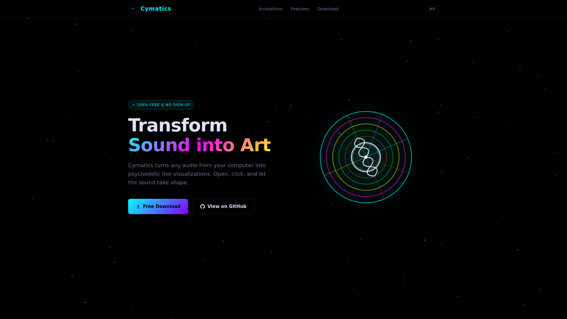 website screenshot of https://getcymatics.com/
