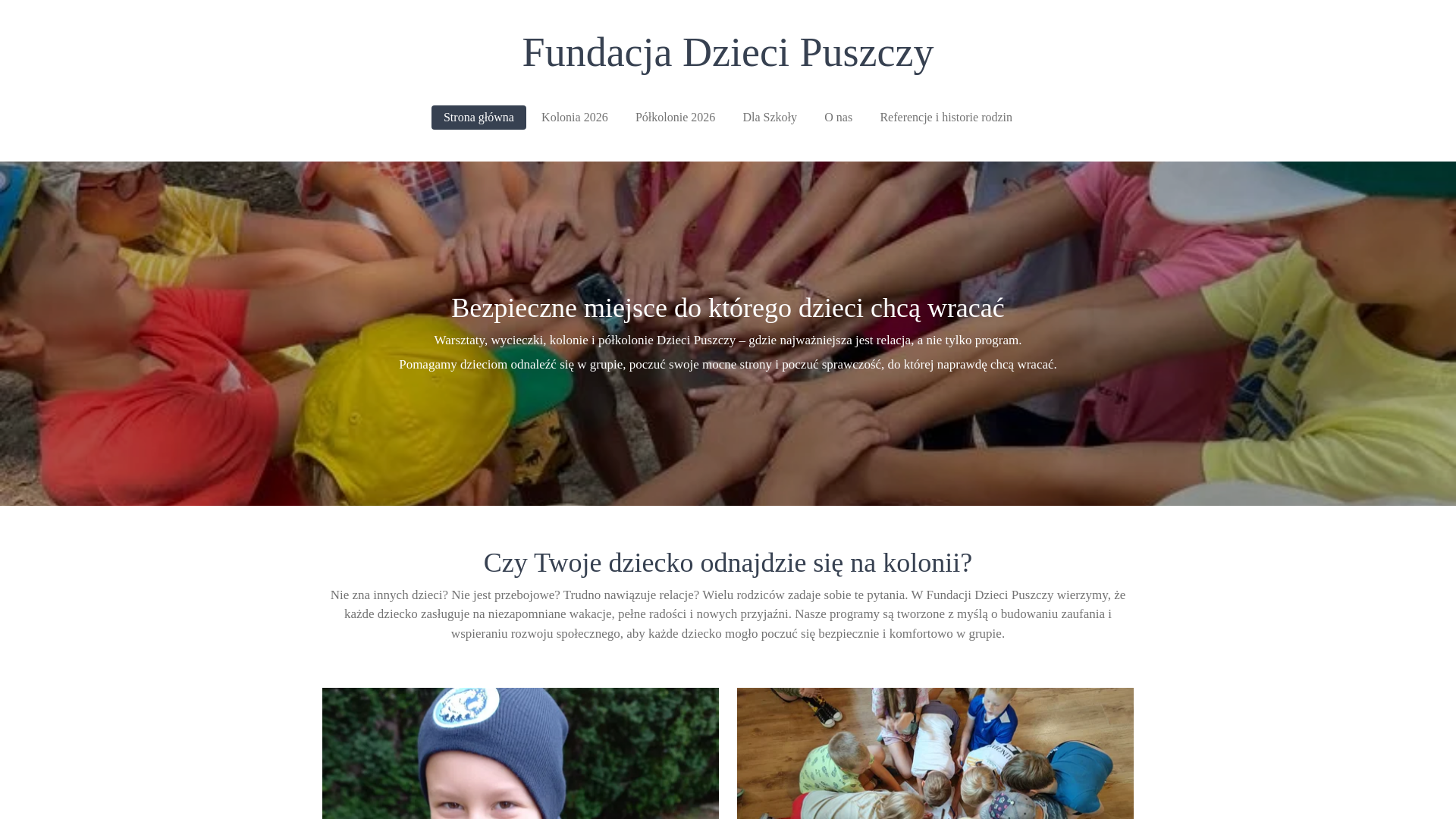 website screenshot of https://fundacjadziecipuszczy.pl/