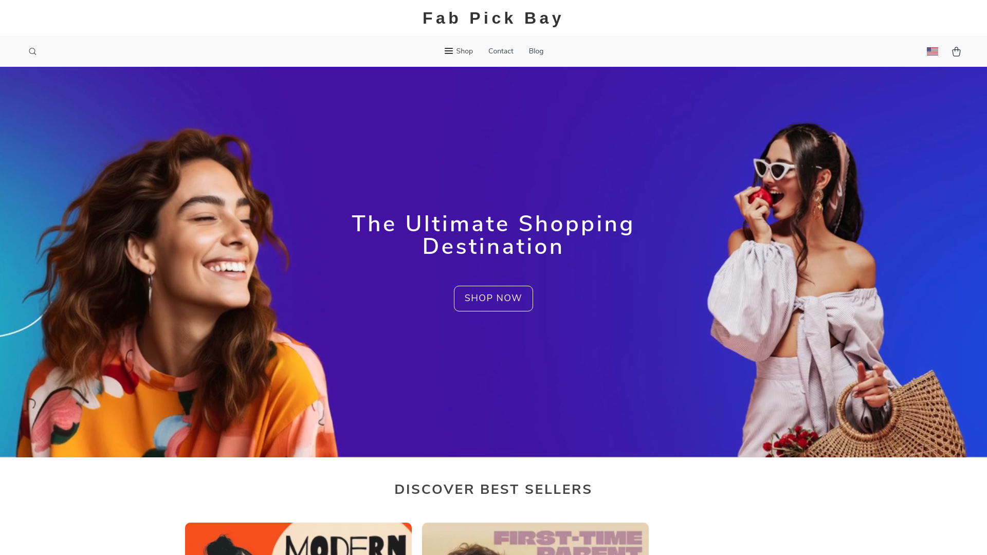 website screenshot of https://fabpickbay.shop/