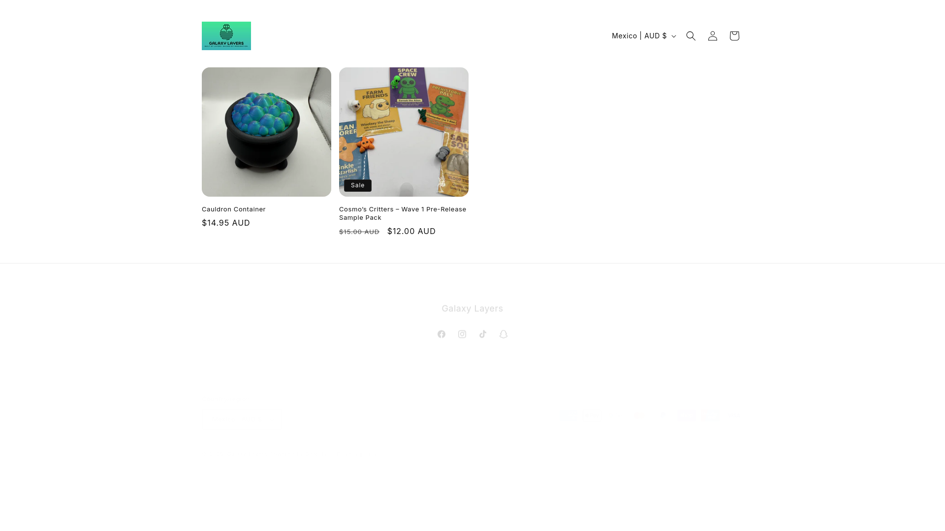 website screenshot of https://galaxylayers.com.au/