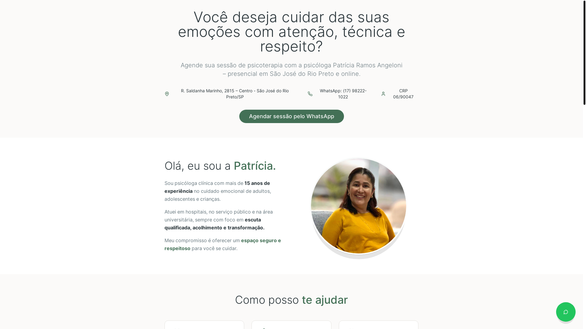 website screenshot of https://patriciangeloni.com.br/