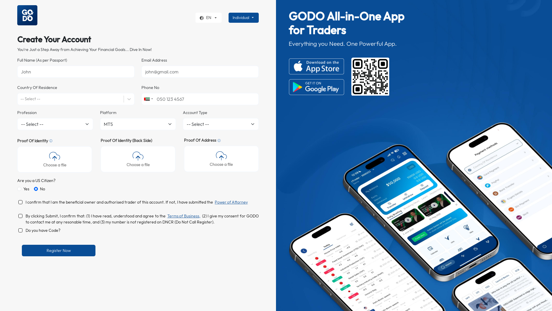 website screenshot of https://signup.godocm.com/?ptr=2000143712&rm=45&agr=1492