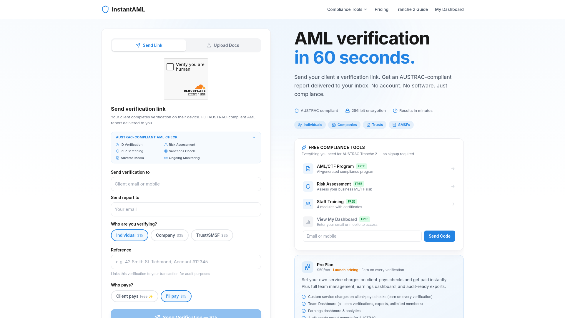 website screenshot of https://instantaml.com.au/