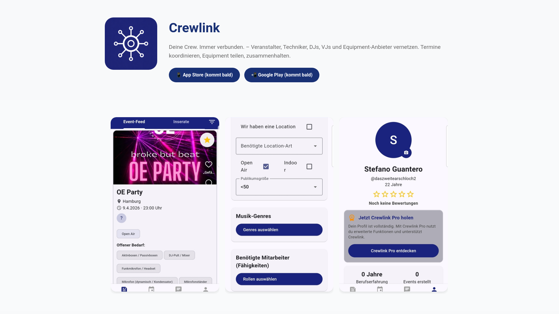 website screenshot of https://crewlink.cloud/