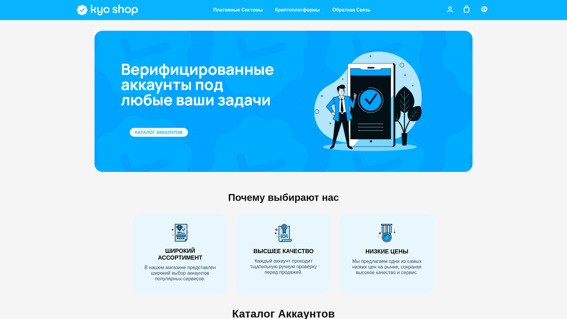 website screenshot of https://kyc-shop.net/
