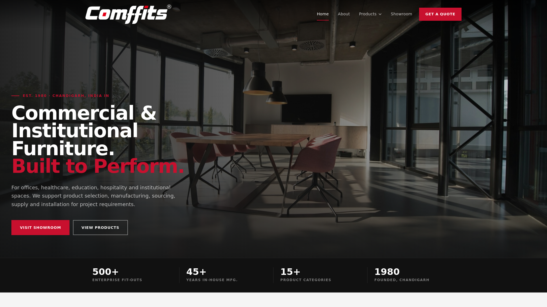 website screenshot of https://comffitsdemo.com/