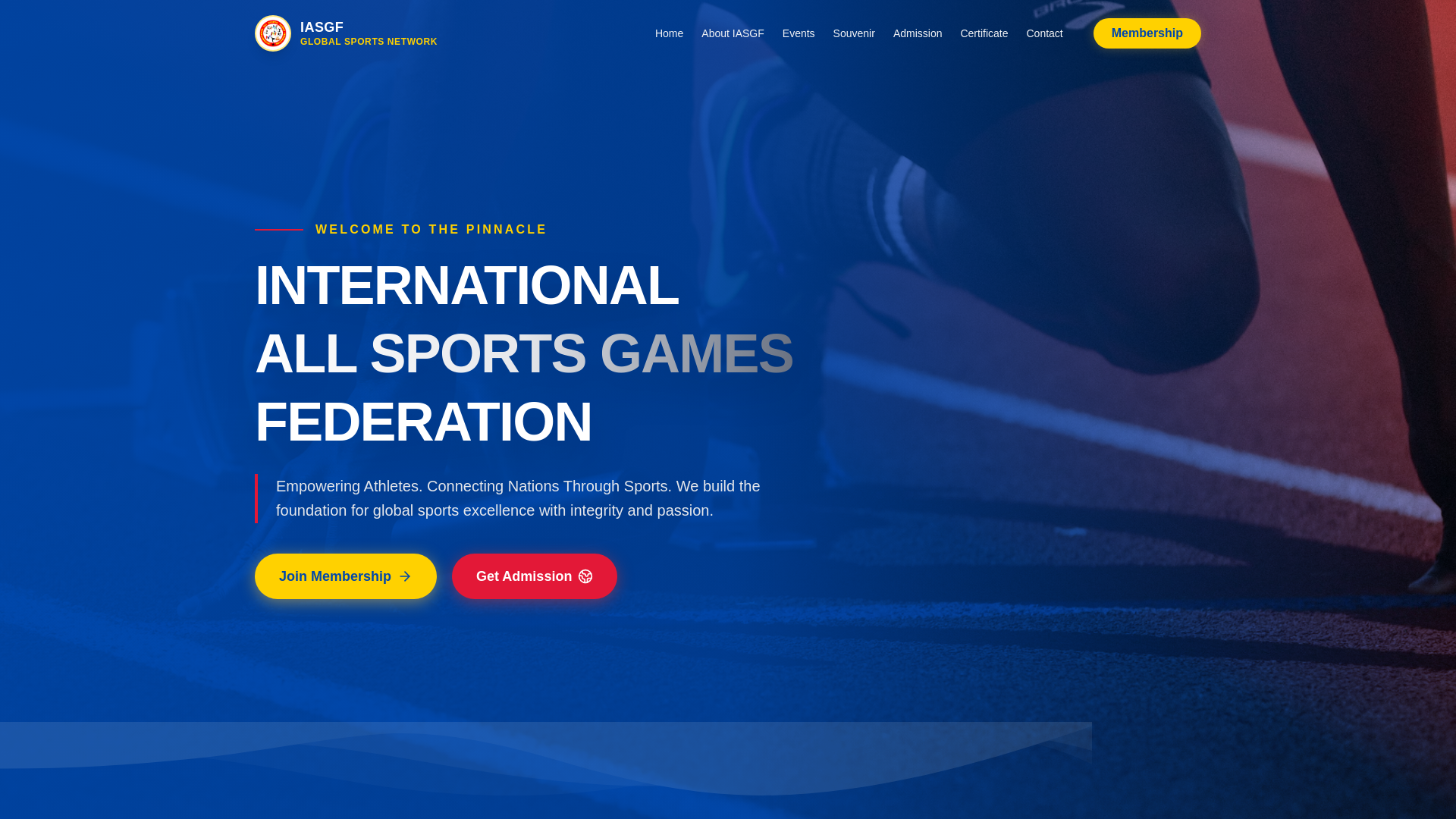 website screenshot of https://internationalallsportsgamesfederation.com/