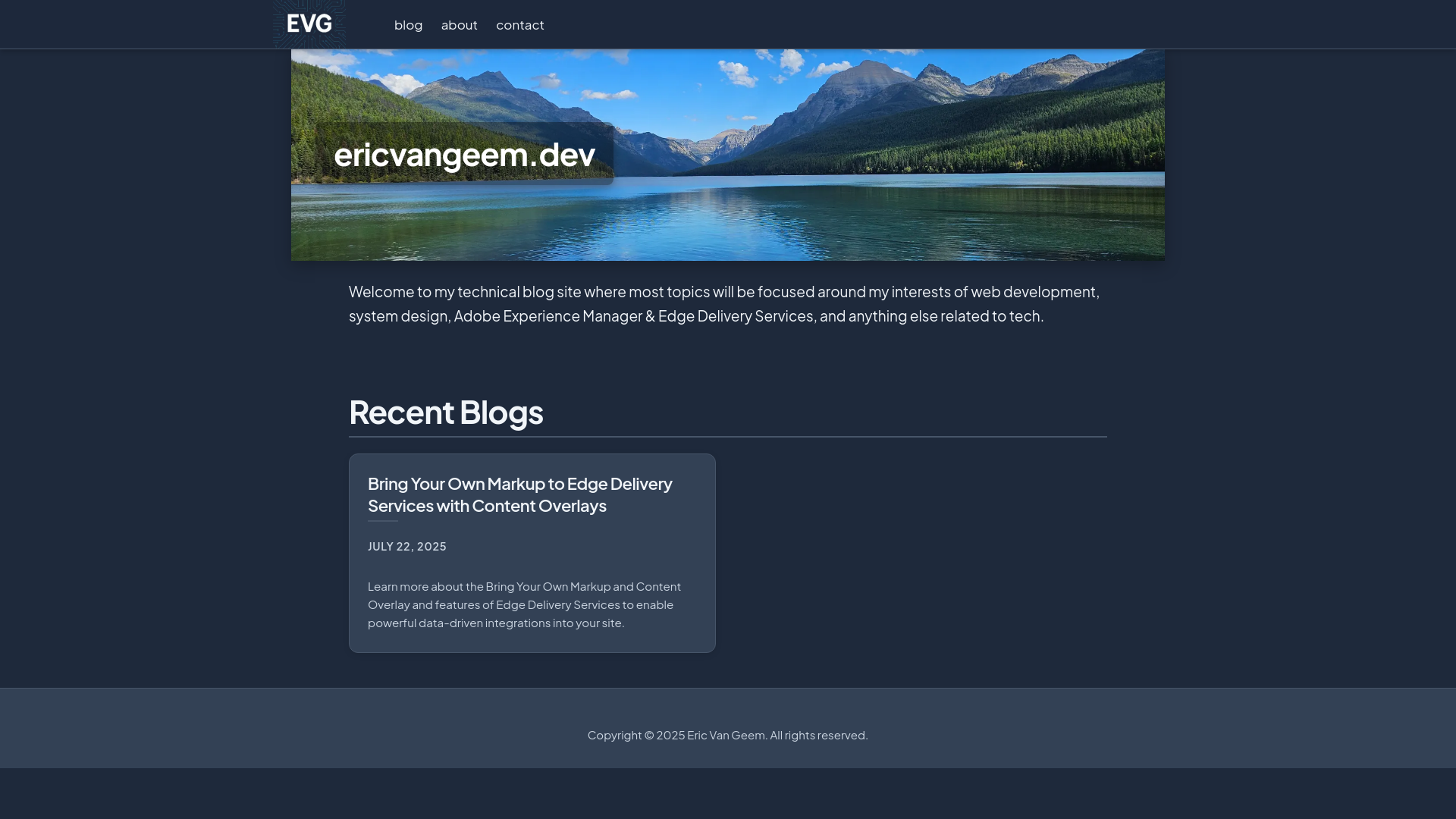 website screenshot of https://ericvangeem.dev/