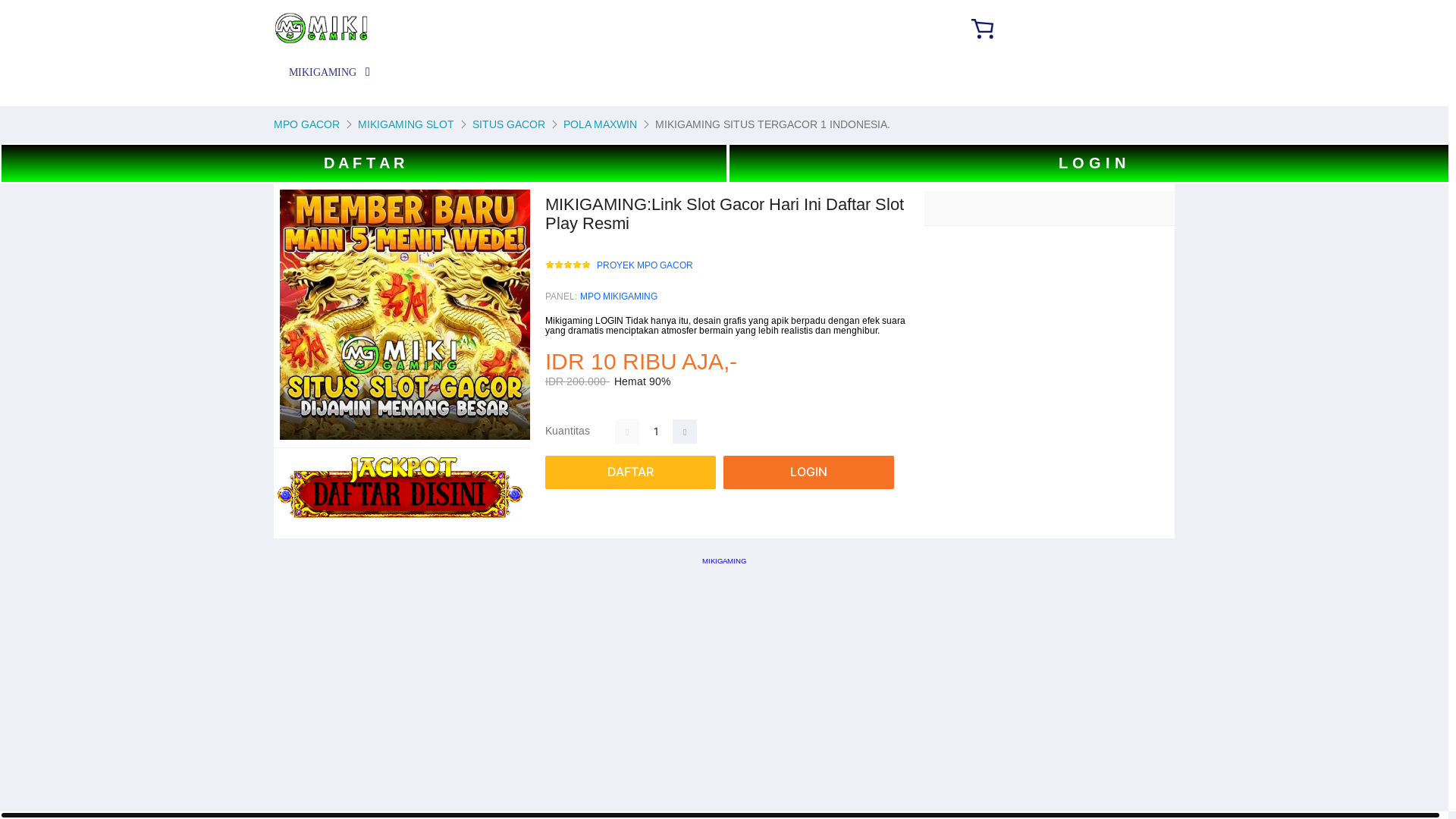 website screenshot of https://mikigaming.autos/