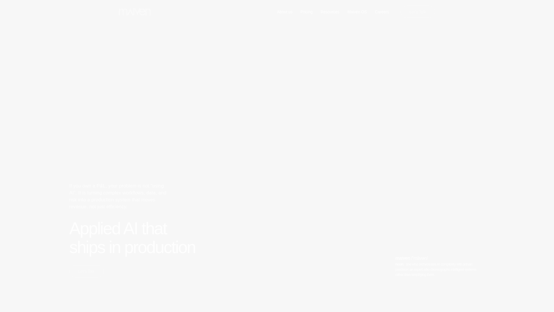 website screenshot of https://maiven.io