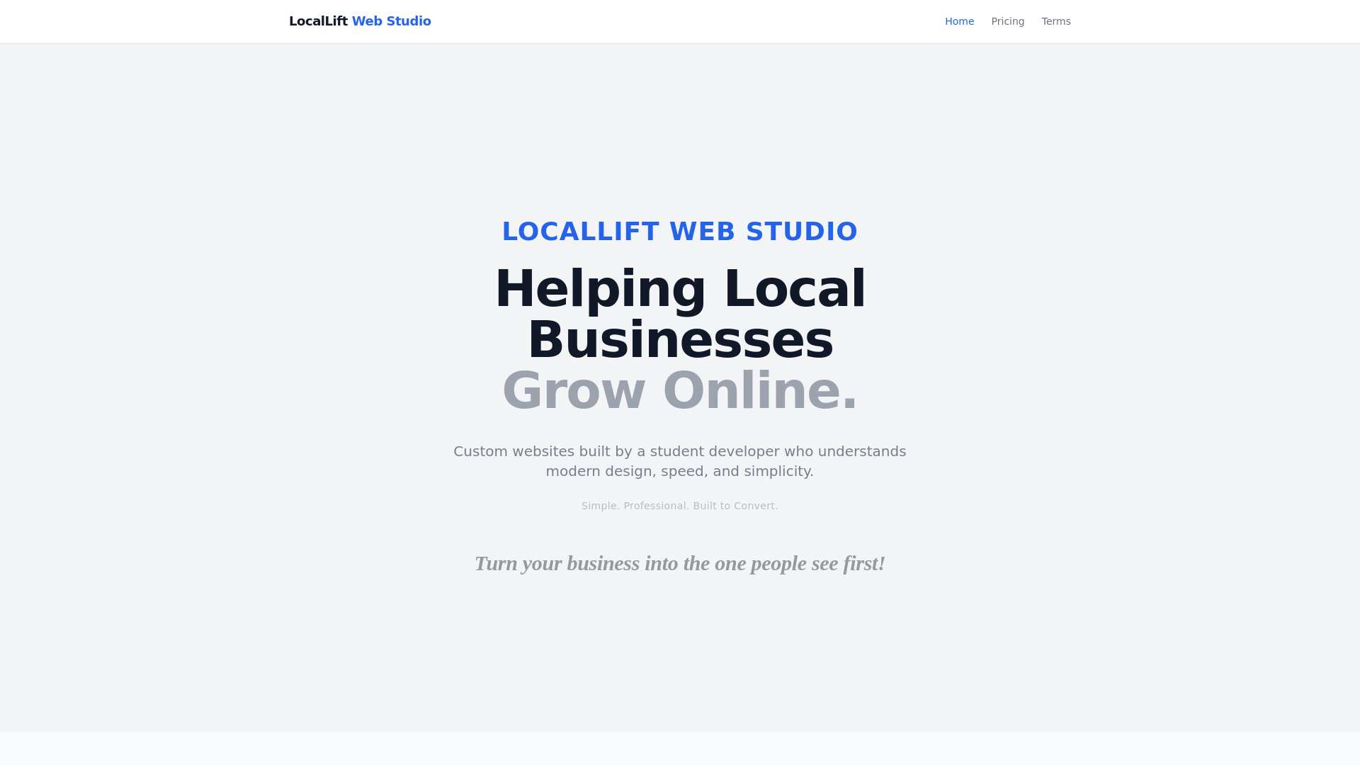 website screenshot of https://locallift-web-studio.com/