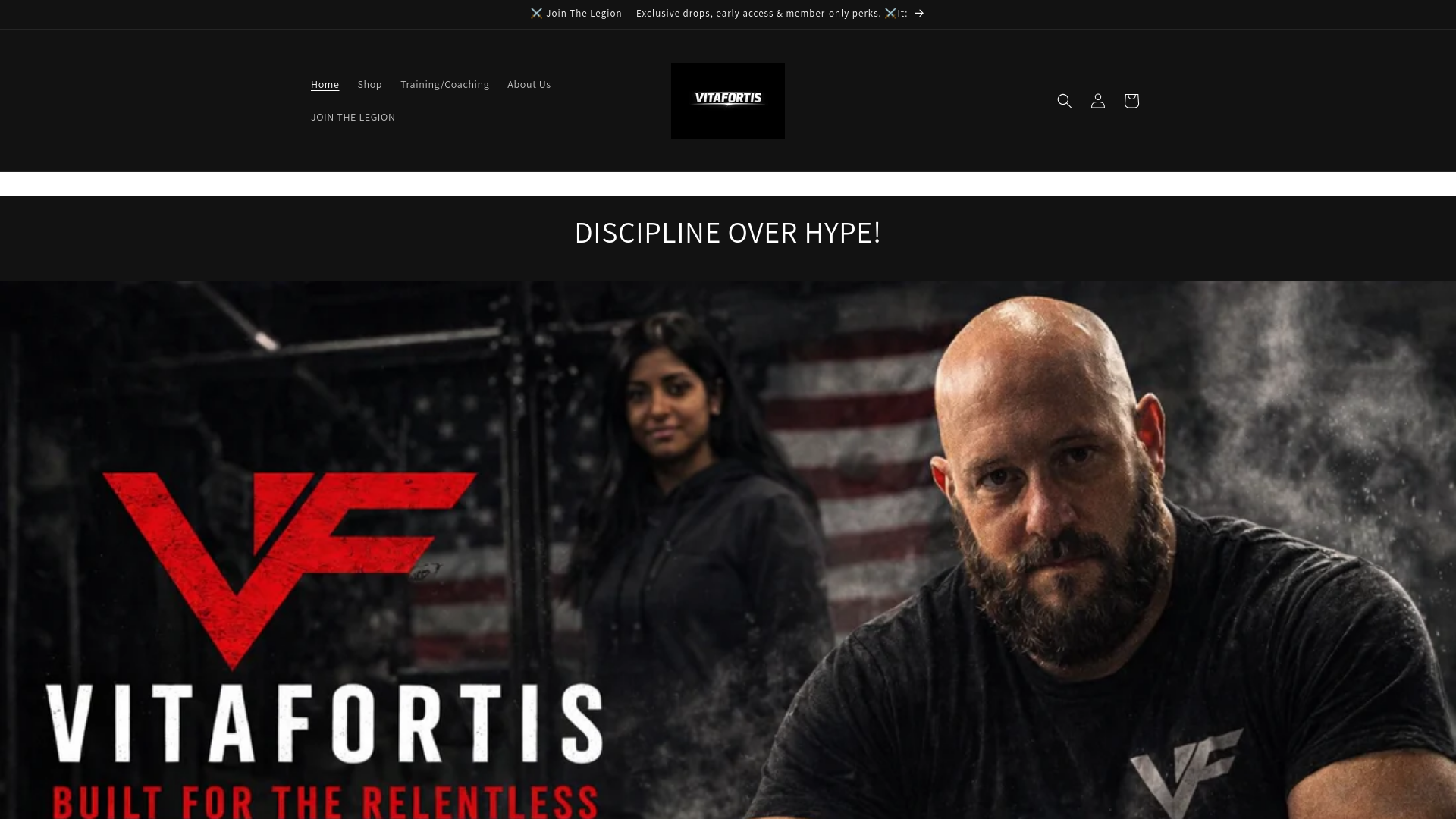website screenshot of https://vitafortisfitness.com/
