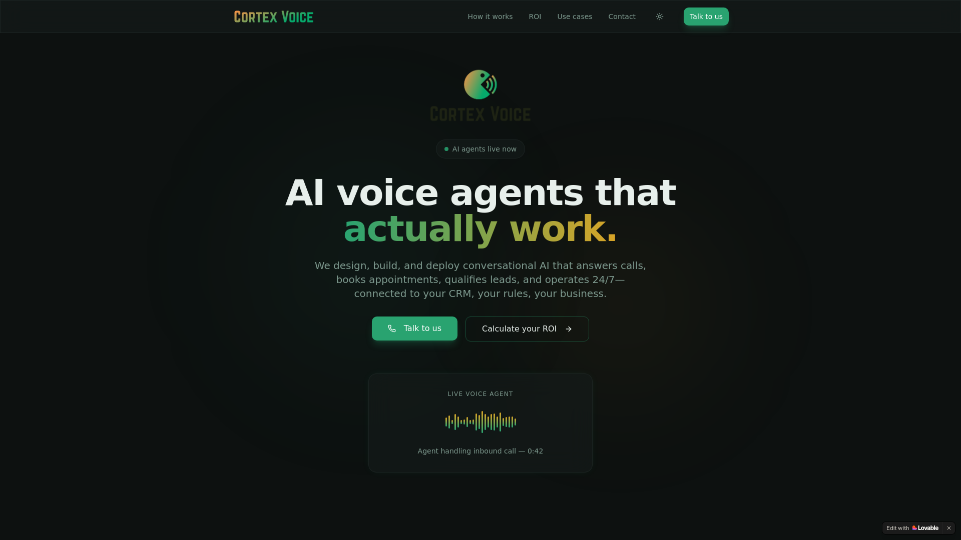 website screenshot of https://trycortexvoice.com