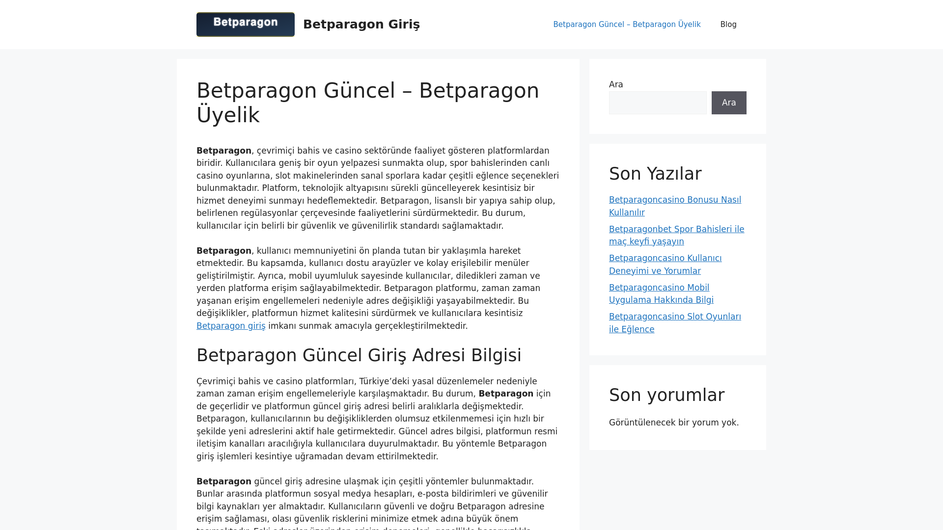 website screenshot of https://betparagongiris.net
