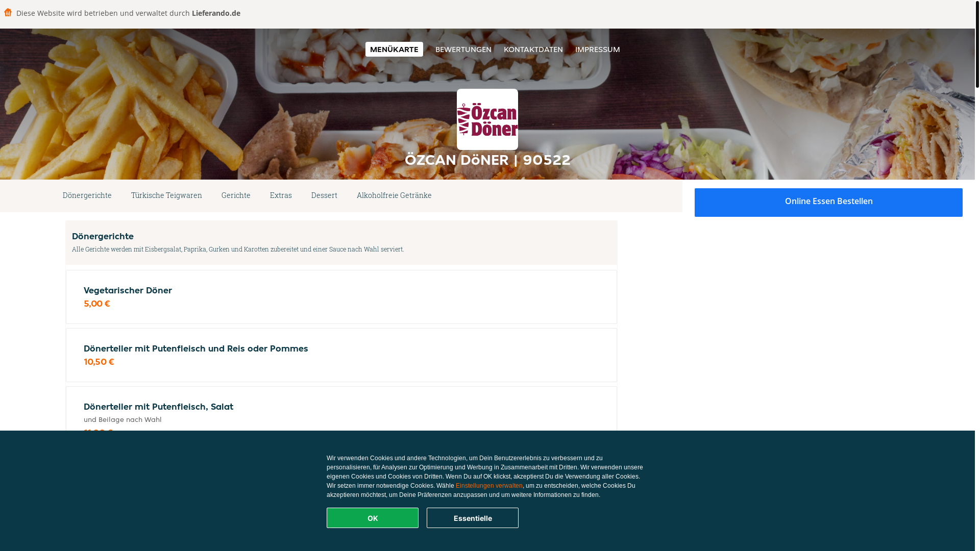 website screenshot of https://ozcandoner-oberasbach.de/