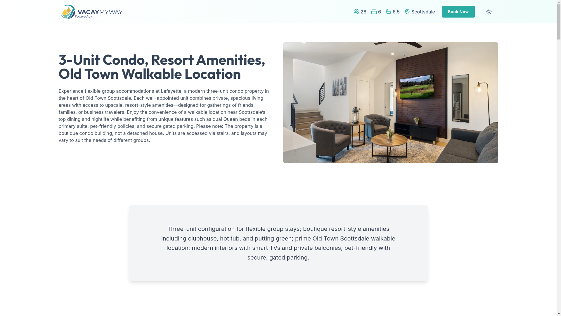 website screenshot of https://zestscottsdale.vacations/