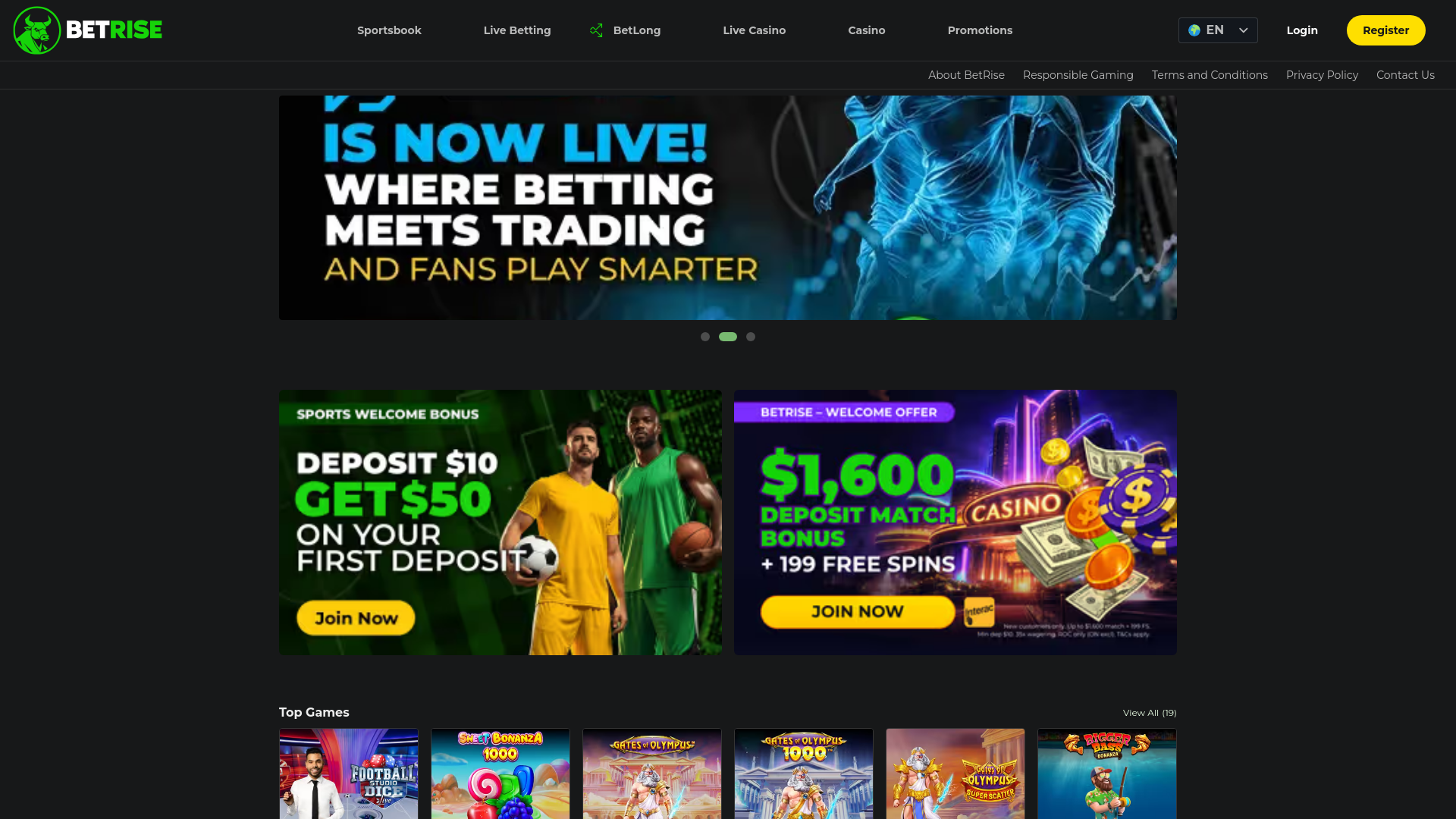 website screenshot of https://betrise82.com