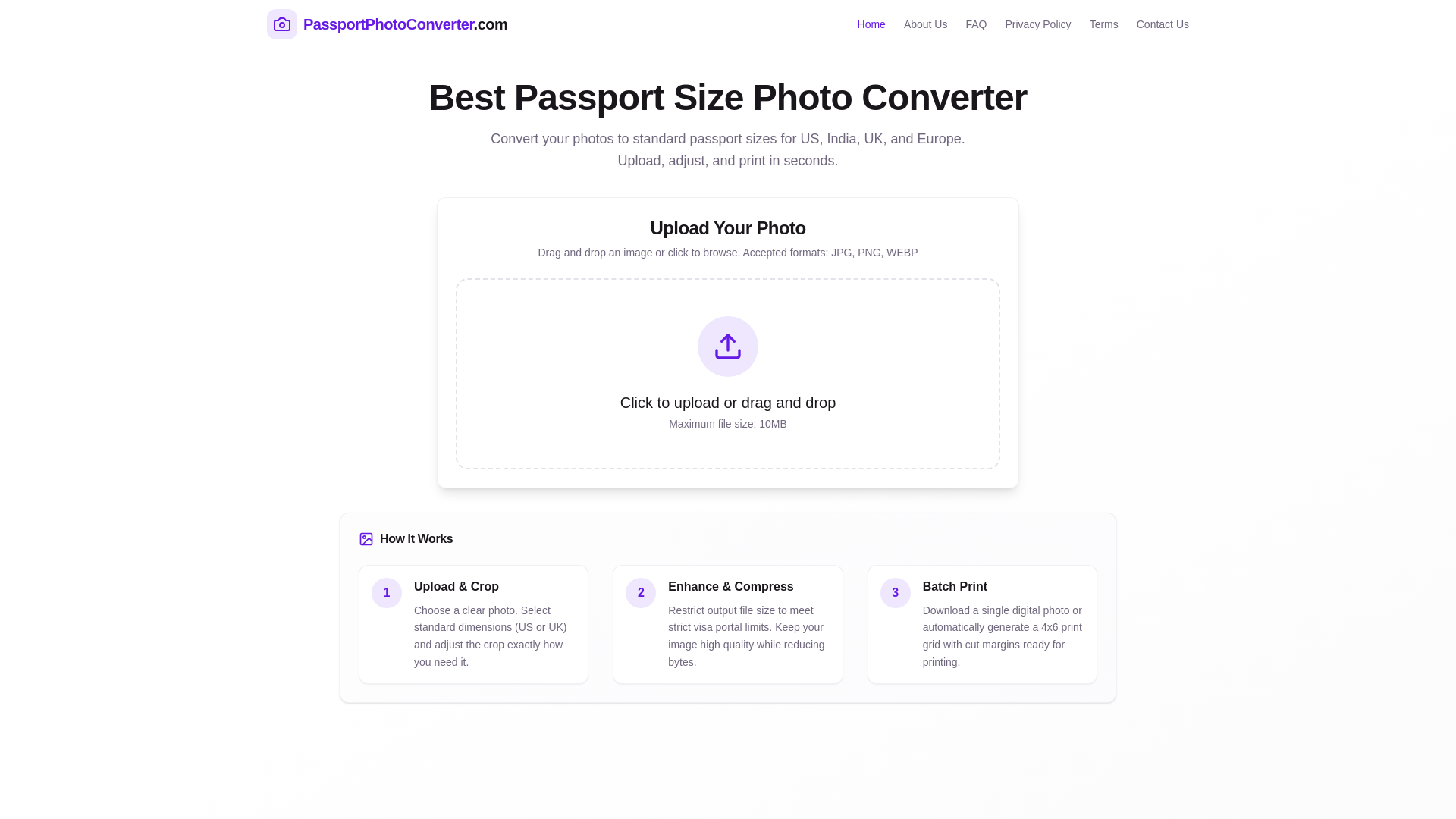website screenshot of https://passportphotoconverter.com/