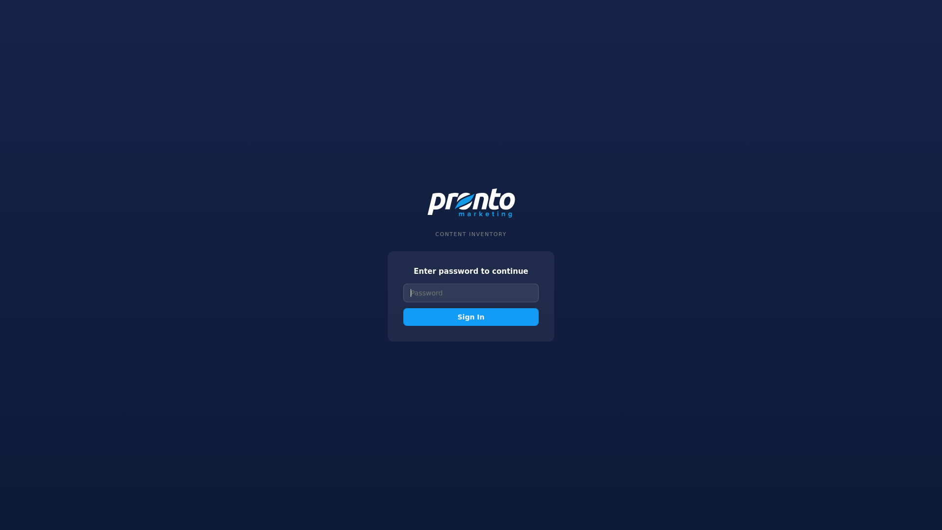 website screenshot of https://pronto-content-dashboard-86dzb.sevalla.page