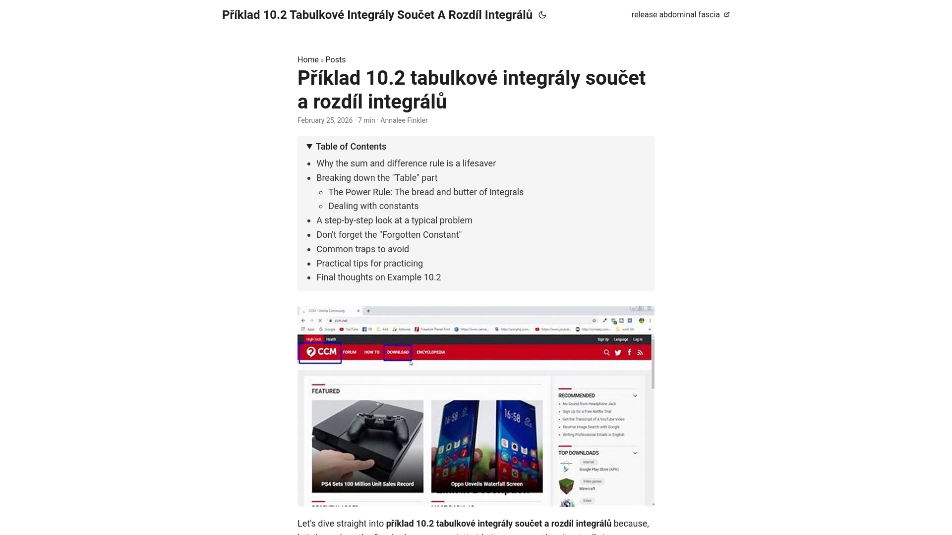 website screenshot of https://priklad-102-tabulkove-integraly-soucet-a-rozdil-integral.pages.dev/