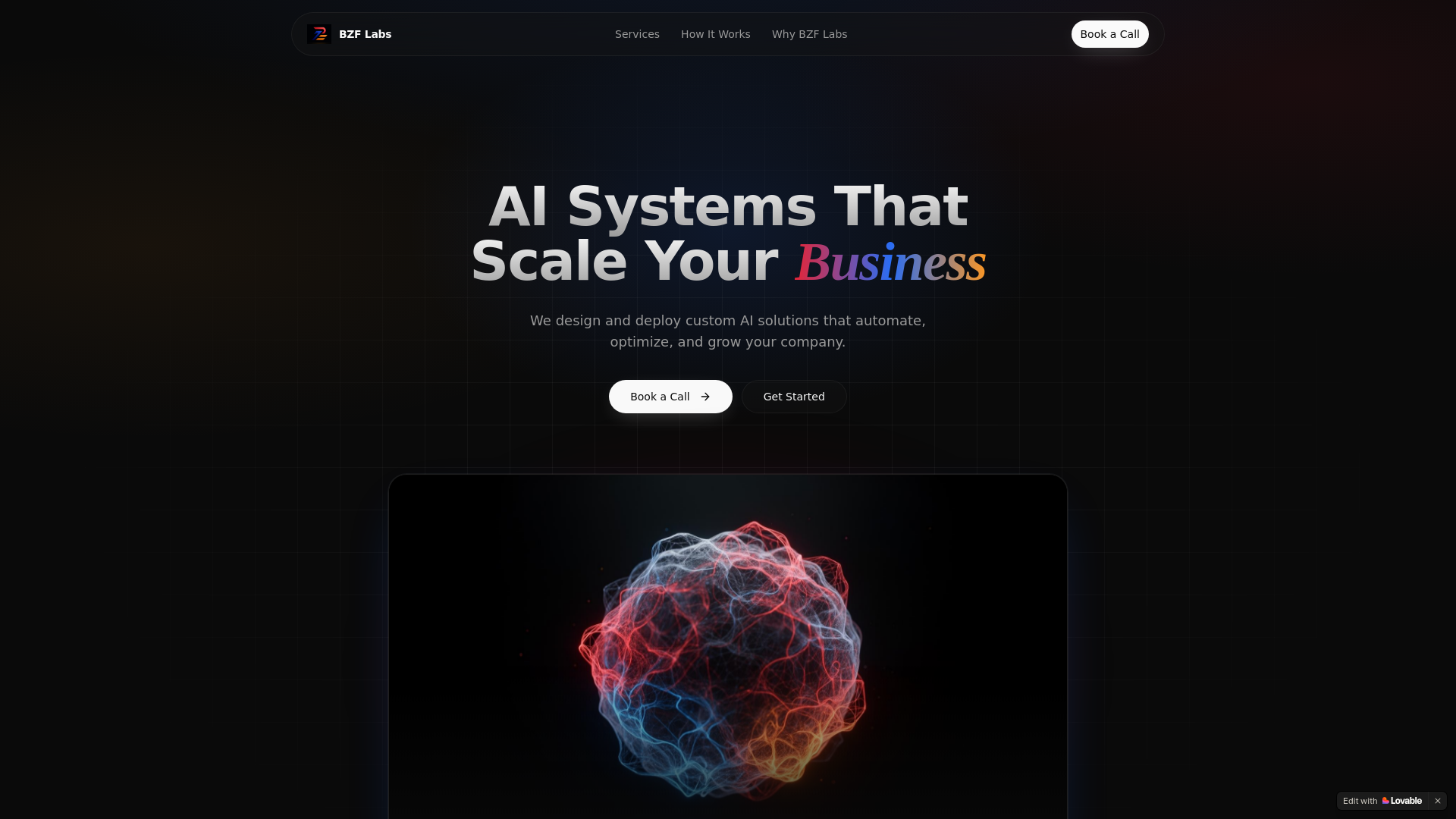 website screenshot of https://bzflabs.com/