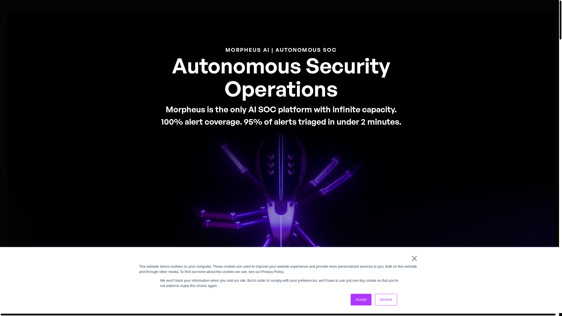 website screenshot of https://d3security.com/