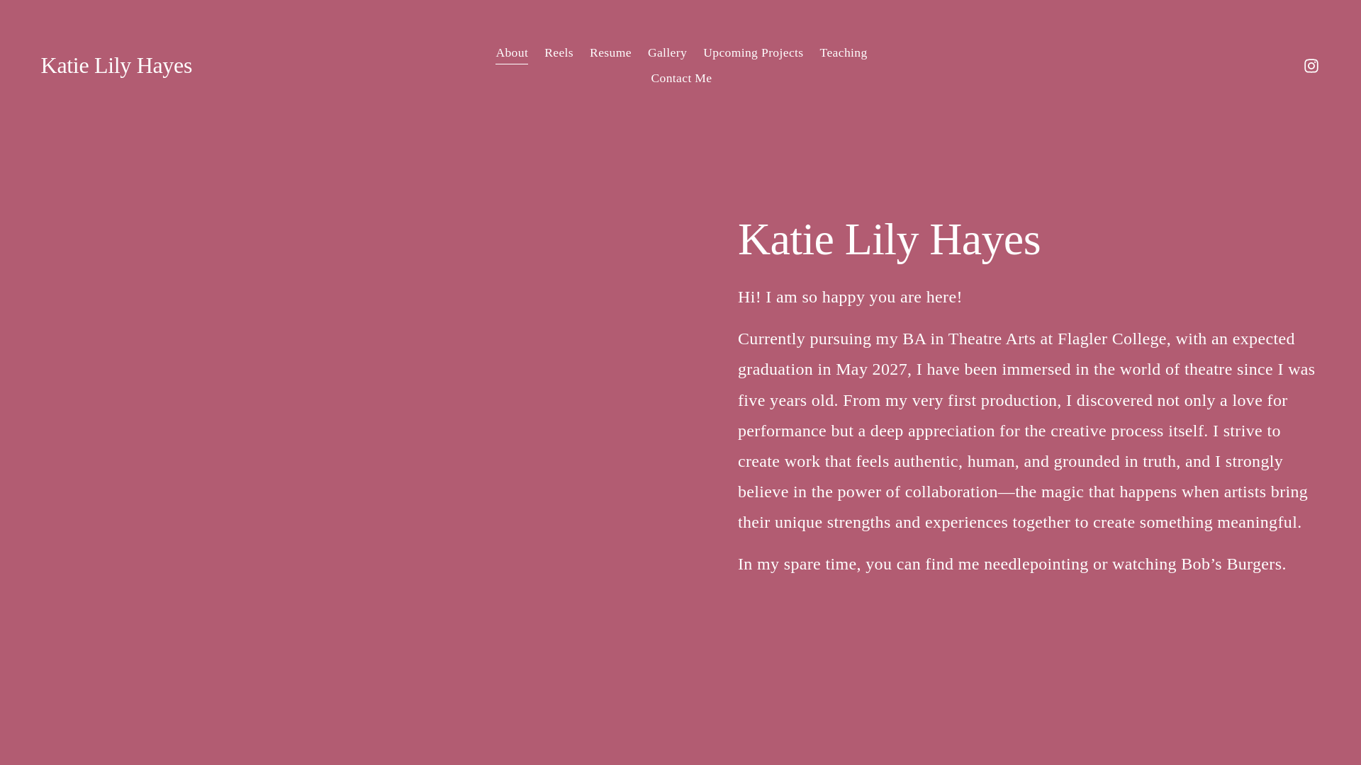 website screenshot of https://katielilyhayes.com