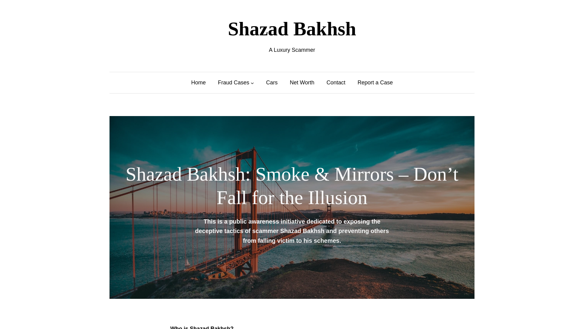 website screenshot of https://shazadbakhshscam.com/
