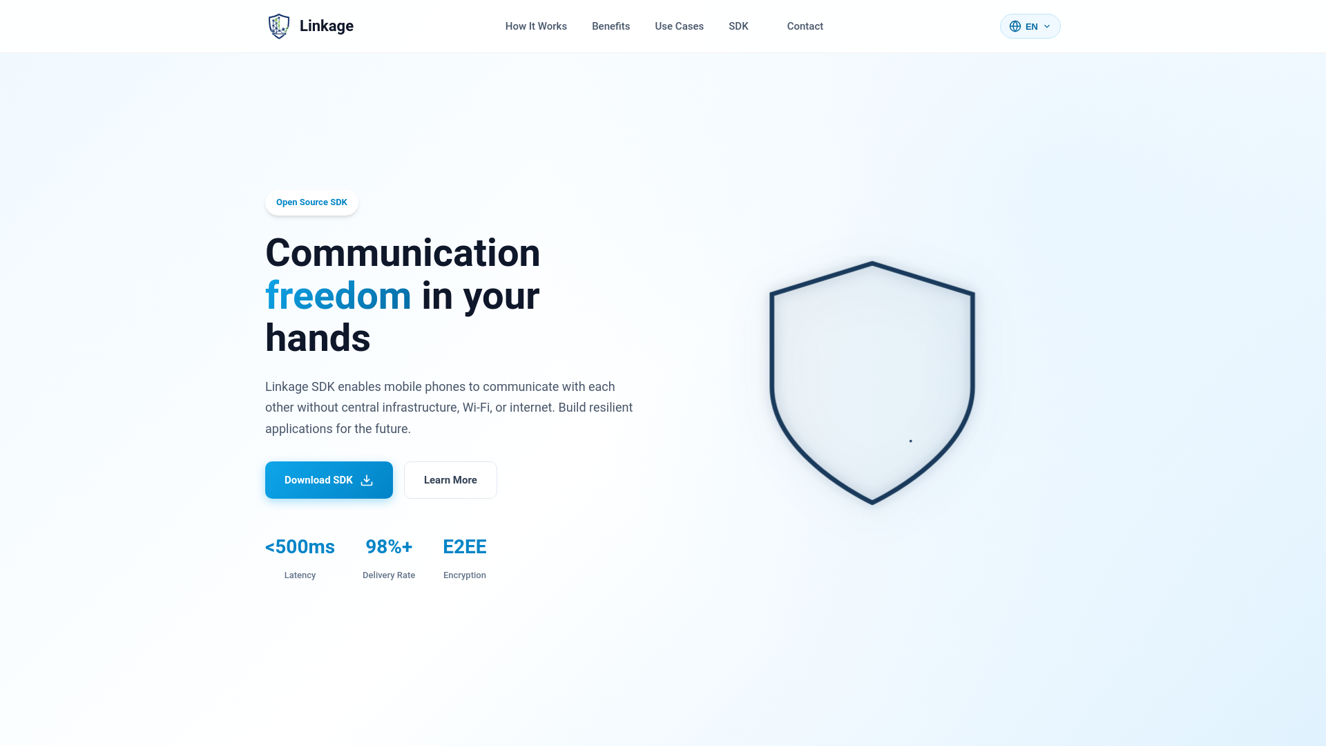 website screenshot of https://meshchat.eu